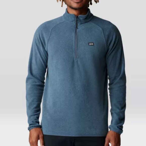 MOUNTAIN HARDWEAR MICROCHILL 1/4 ZIP PULLOVER MEN'S MEDIUM FLEECE COZY BLUE NEW - Picture 1 of 8